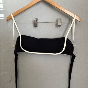 l*space Black Crop Tank with Cream Trim